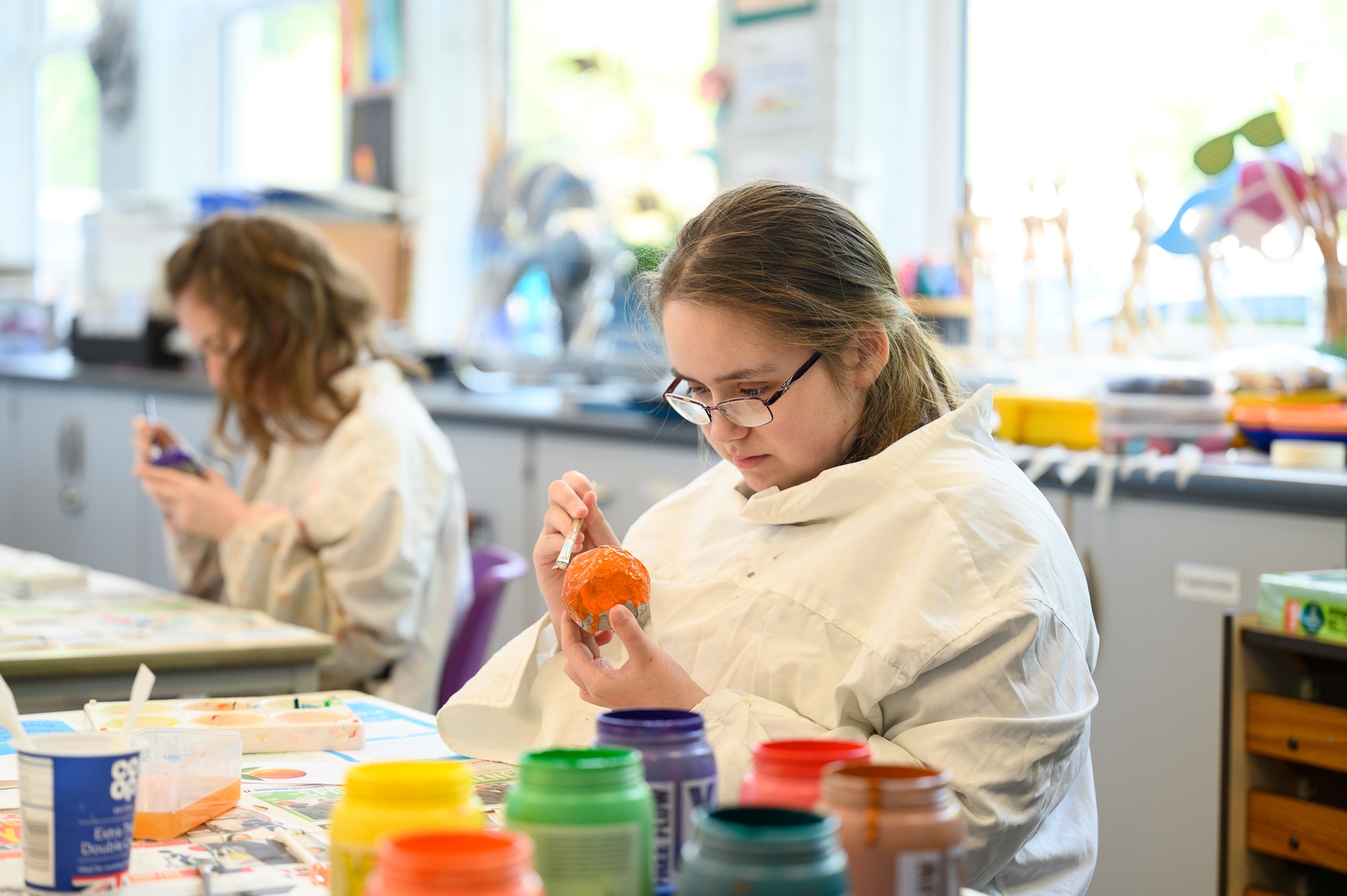 A student painting